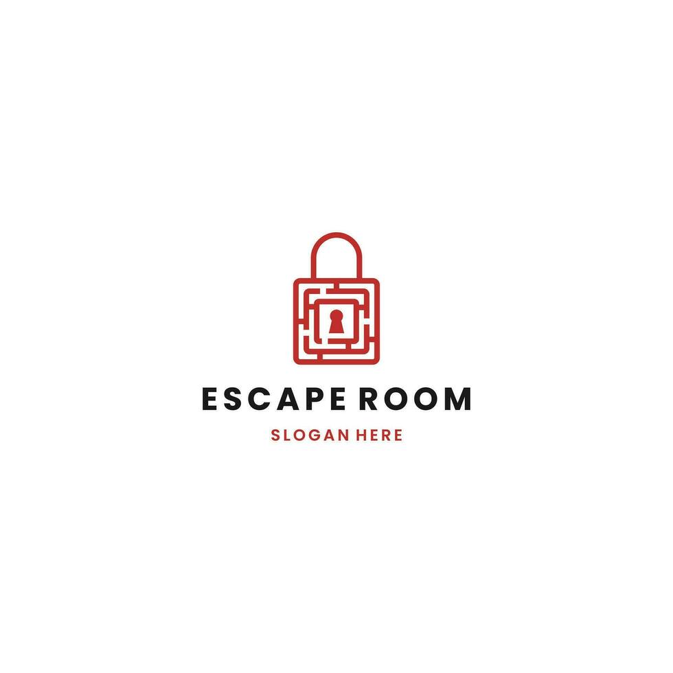 Escape room abstract logo design, escape room combine with pad lock logo vector