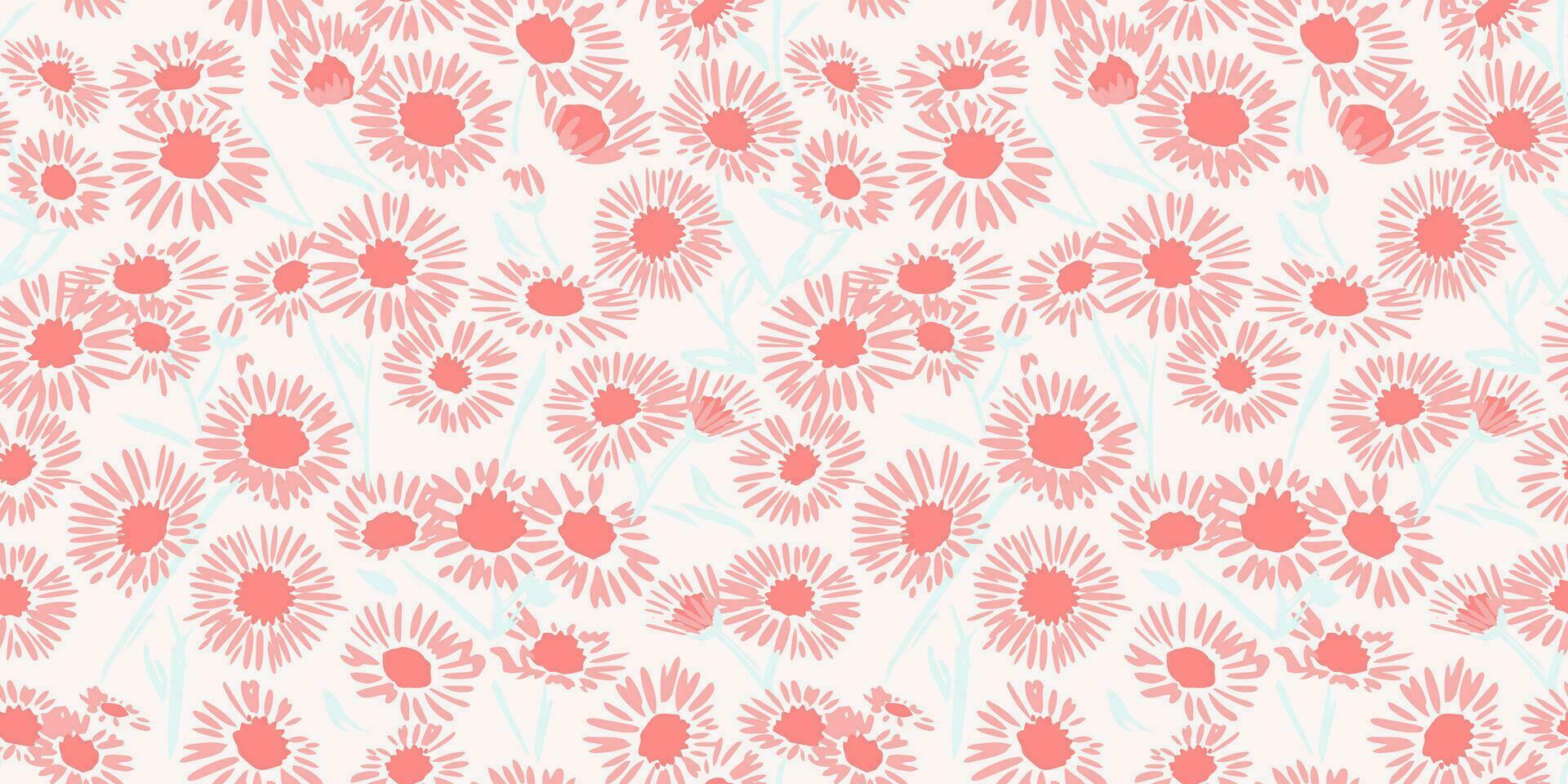 simple, naranja, minúsculo margarita flores sin costura modelo en un ligero antecedentes. vector mano dibujado bosquejo. delicado ditsy floral impresión. diseño ornamento para tela, moda, textil, fondo de pantalla, niños.