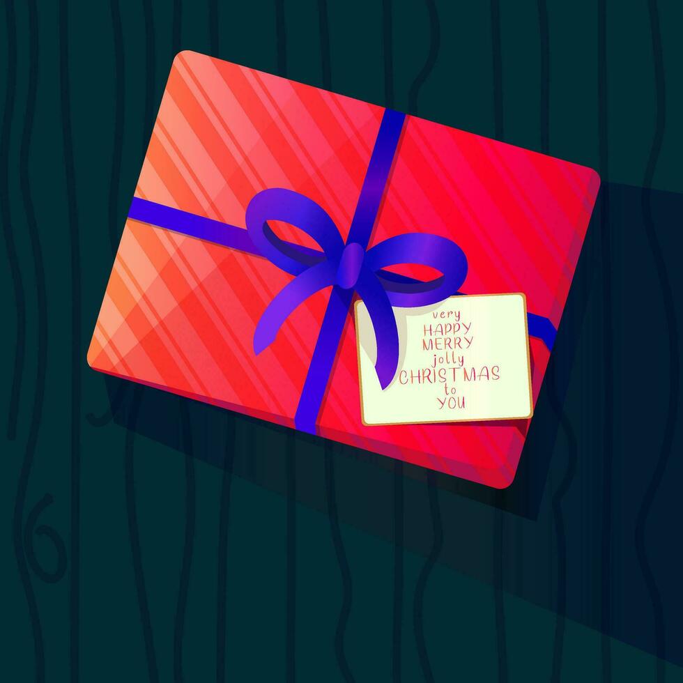 Navidad regalo caja. modelo de impresión, póster, corporativo invitación, saludo tarjetas, Internet publicidad. vector ilustración de rojo regalo caja