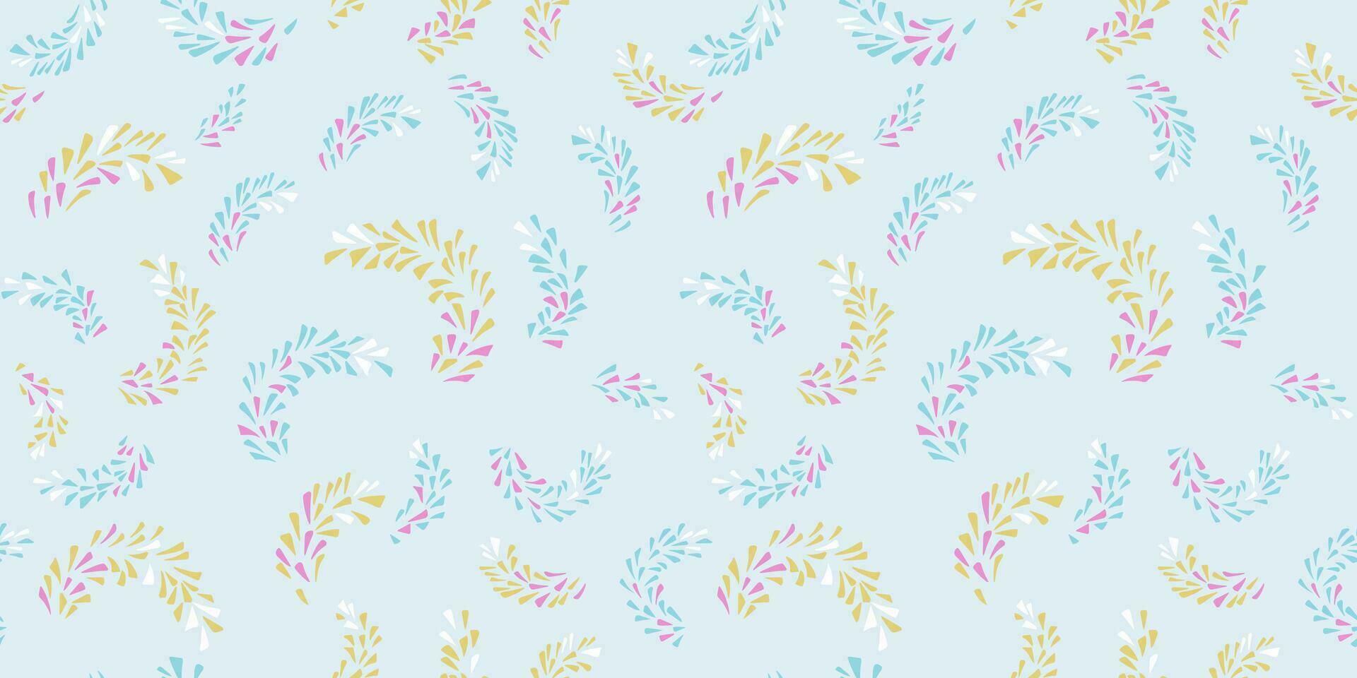 de moda minimalista, abstracto, creativo sencillo floral modelo. vector mano dibujado bosquejo ramas hojas, gotas en un pastel azul atrás. diseño para textil, moda, interior decoración, tela, fondo de pantalla