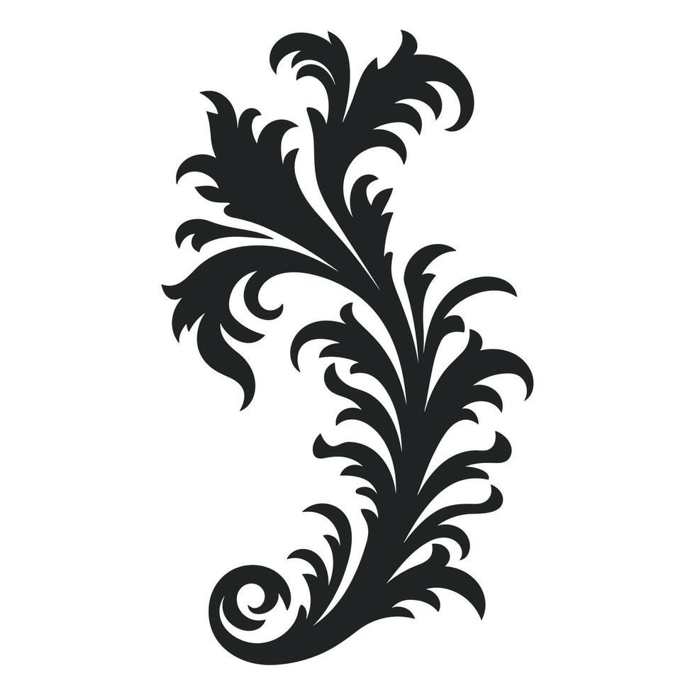 acanto vector negro silueta, decorativo ornamento elemento silueta.