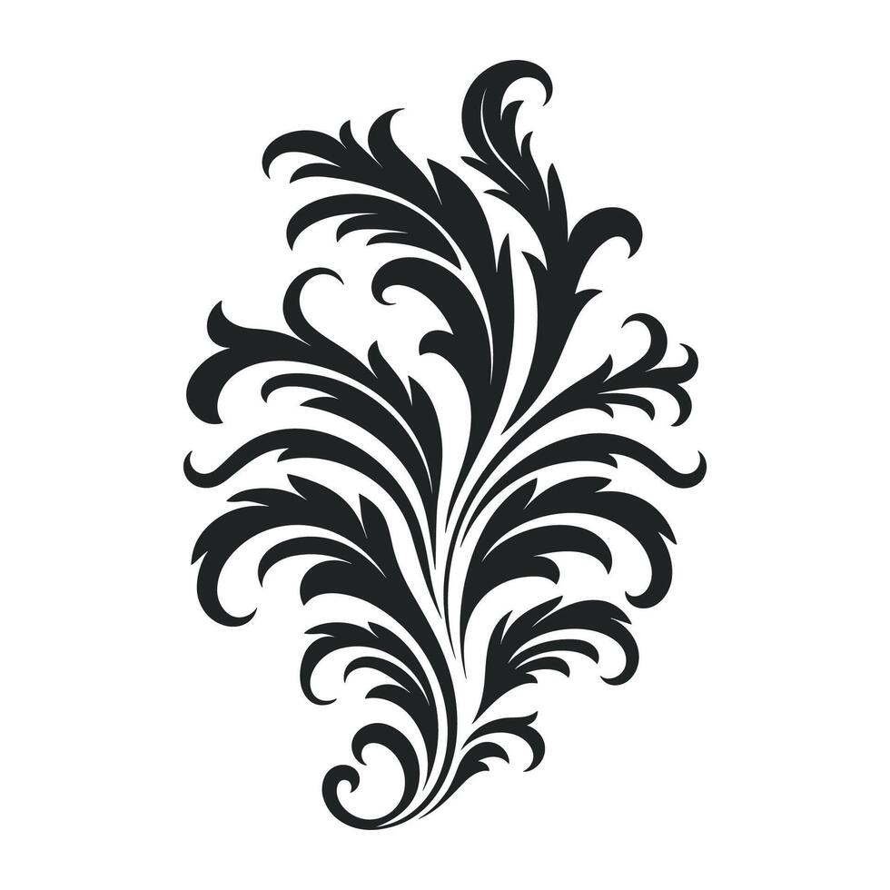 Acanthus Vector black silhouette, Decorative Ornament element silhouette.