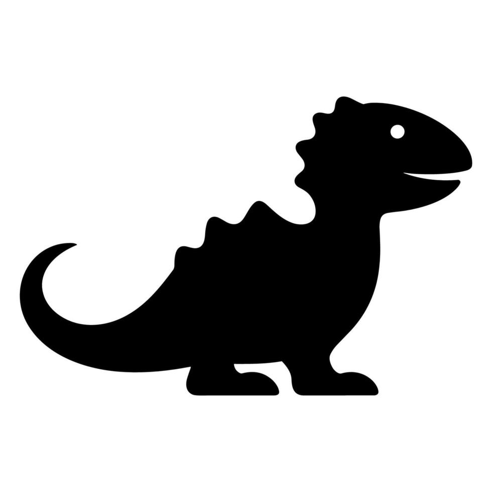 Cute Baby Dino Black Silhouette Illustration. 35340759 Vector Art at ...