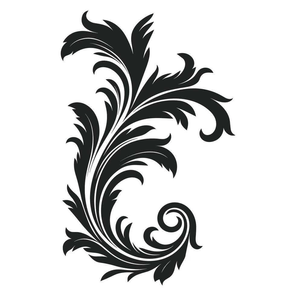 acanto vector negro silueta, decorativo ornamento elemento silueta.