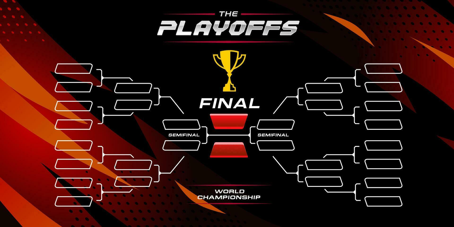 black and red competition bracket vector with golden cup. sport game tournament championship contest stage layout, elimination bracket board chart vector with champion trophy prize icon illustration