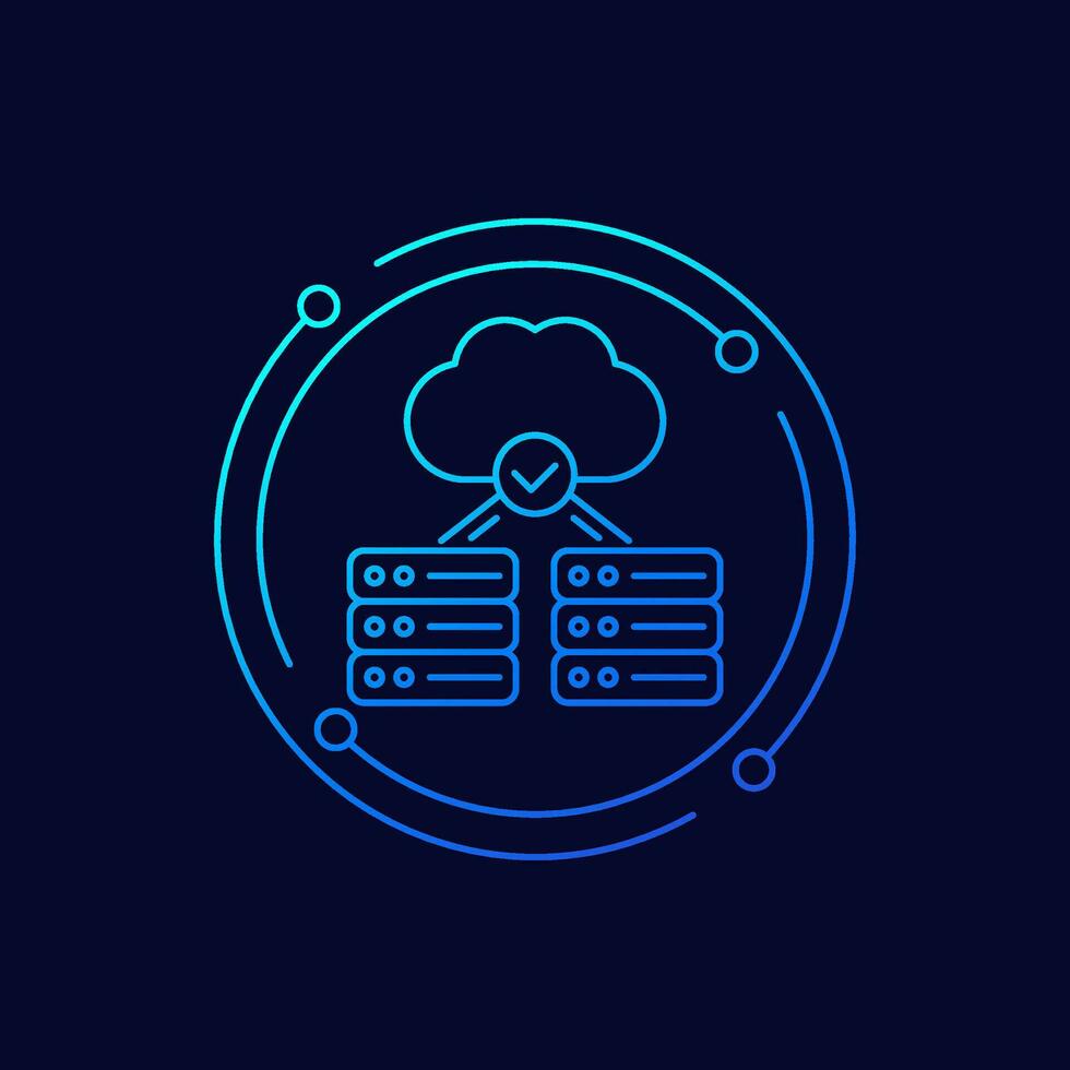 servers and cloud solutions icon, linear design vector