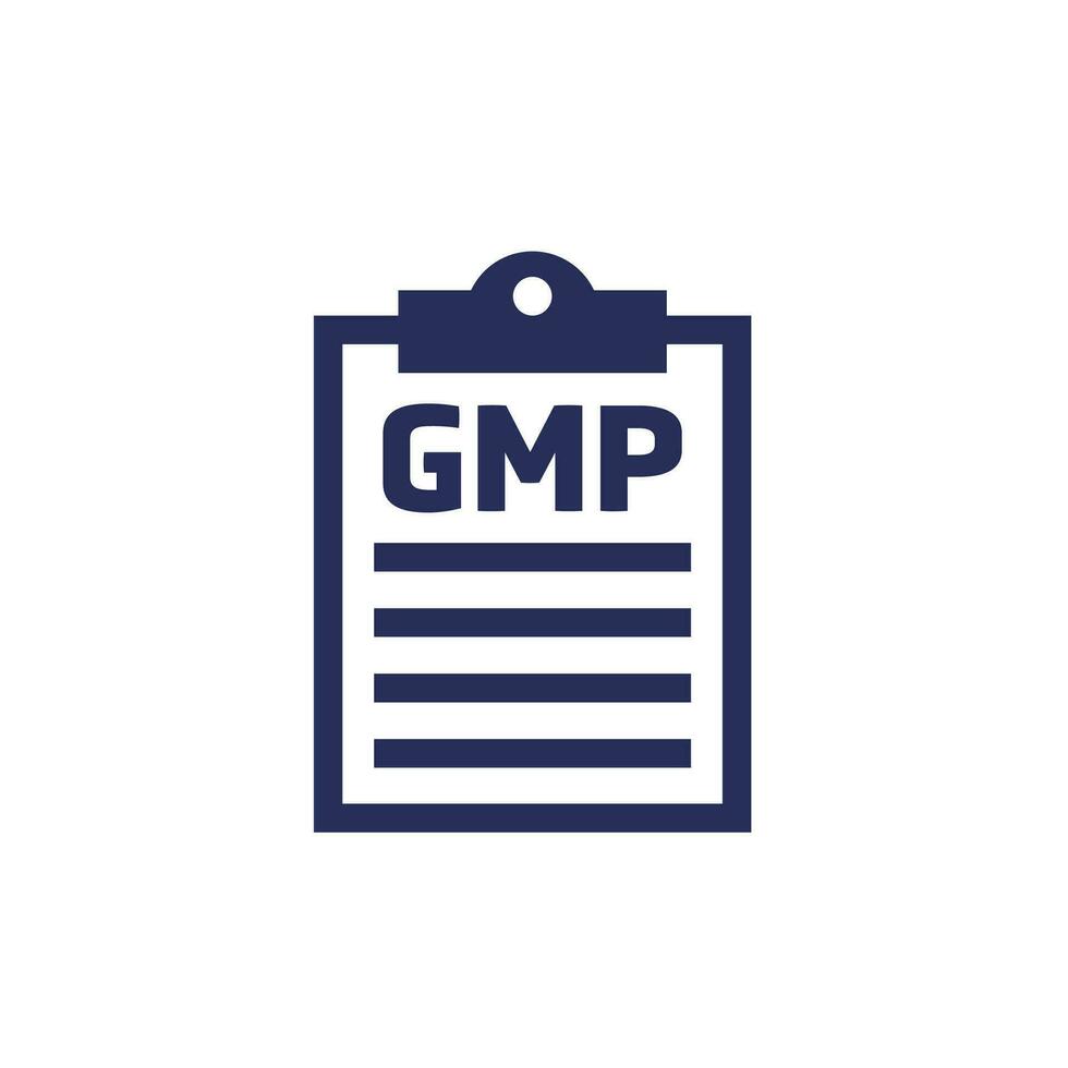 GMP icon on white, Good Manufacturing Practice vector