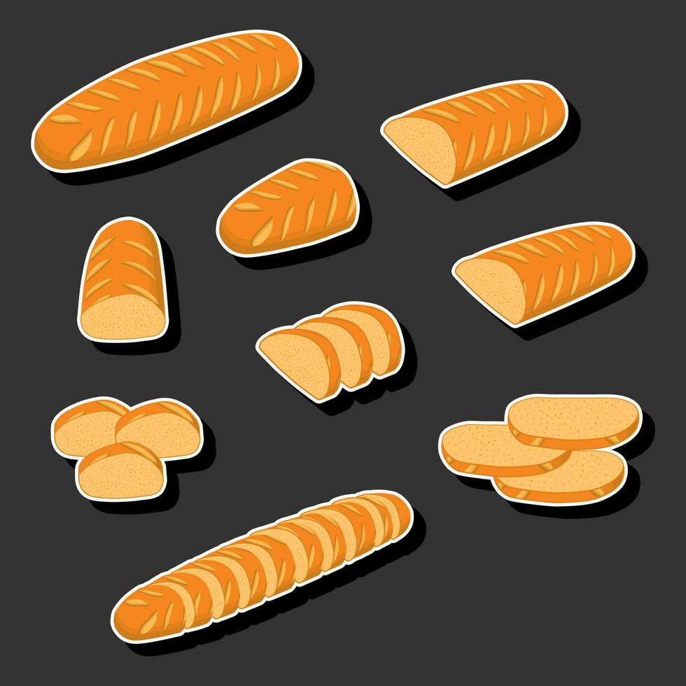 beautiful tasty edible homemade set baked bread consisting of various ingredients vector