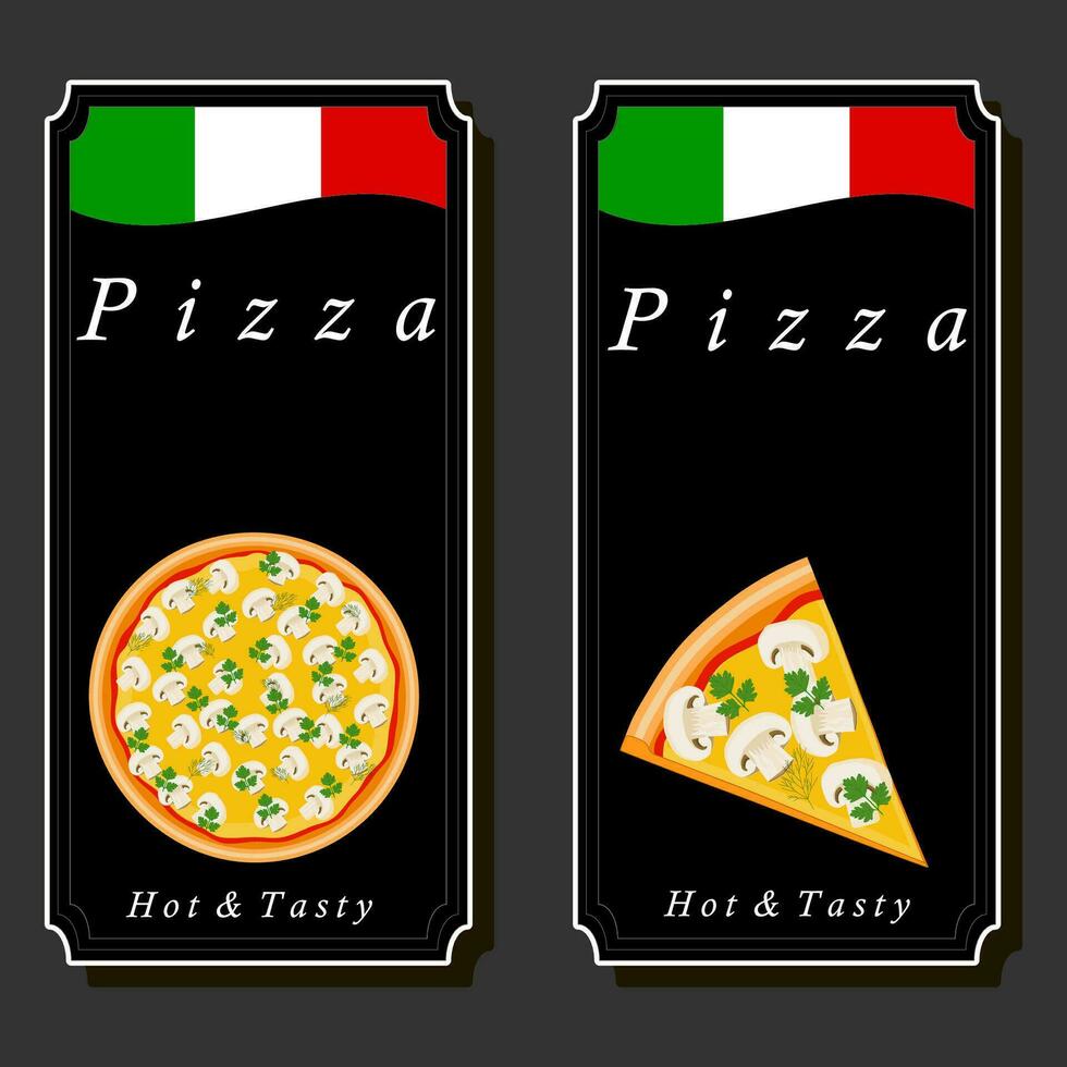 Illustration on theme big hot tasty pizza to pizzeria menu vector