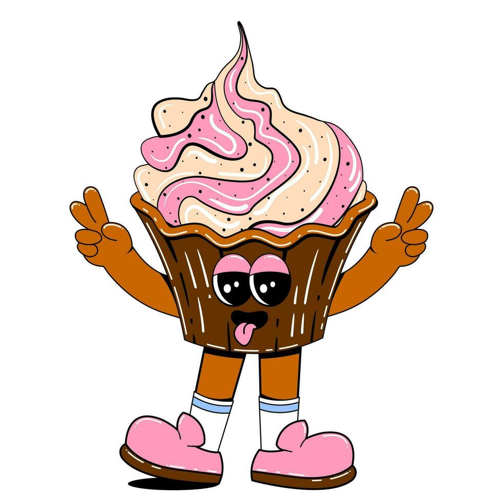 linda magdalena personaje en retro dibujos animados estilo. vector ilustración de un dulces mascota con un alegre rostro, brazos, piernas.