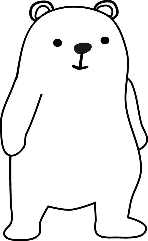 polar bear cartoon. line art simple drawing. vector