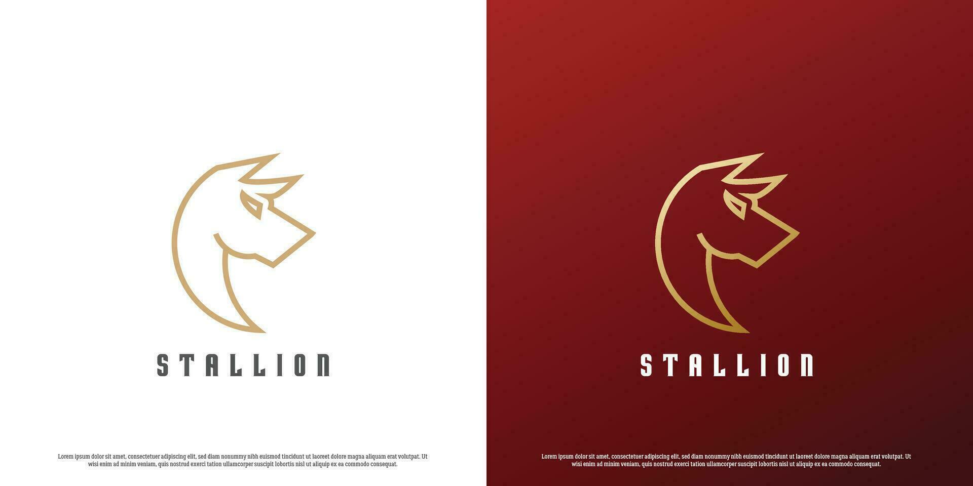 Horse head logo design illustration. Natural gradient colt stallion horse character animal head silhouette. Mascot flat icon simple elegant brave wise minimalist crest luxury classy. vector