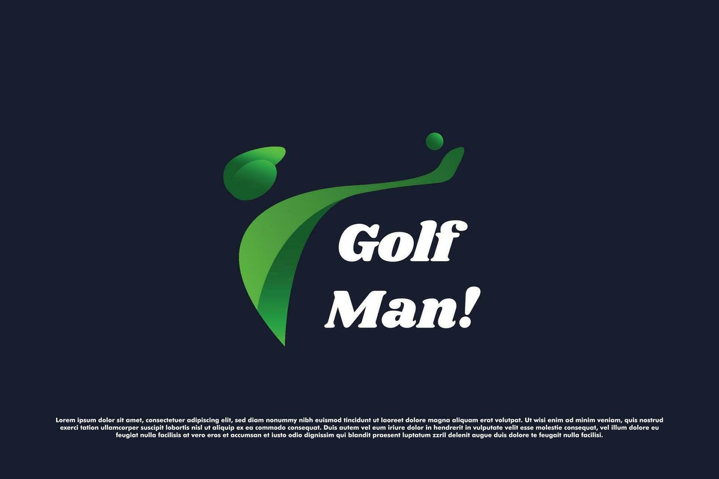 Golf man logo design illustration. Gradient silhouette of man playing green sport club golf championship hobby fun game. Flat gradient icon concept simple minimalist modern elegant spirit. vector