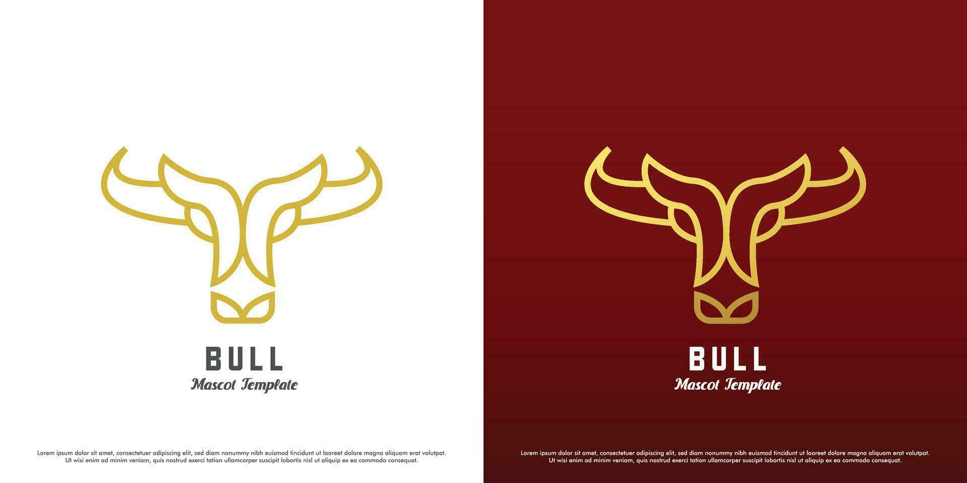 Bull head logo design illustration. Animal outline silhouette bull buffalo cow cattle calf beef strong horns eyes head shape. Minimalist icon concept elegant luxury majestic glamor pride royal. vector