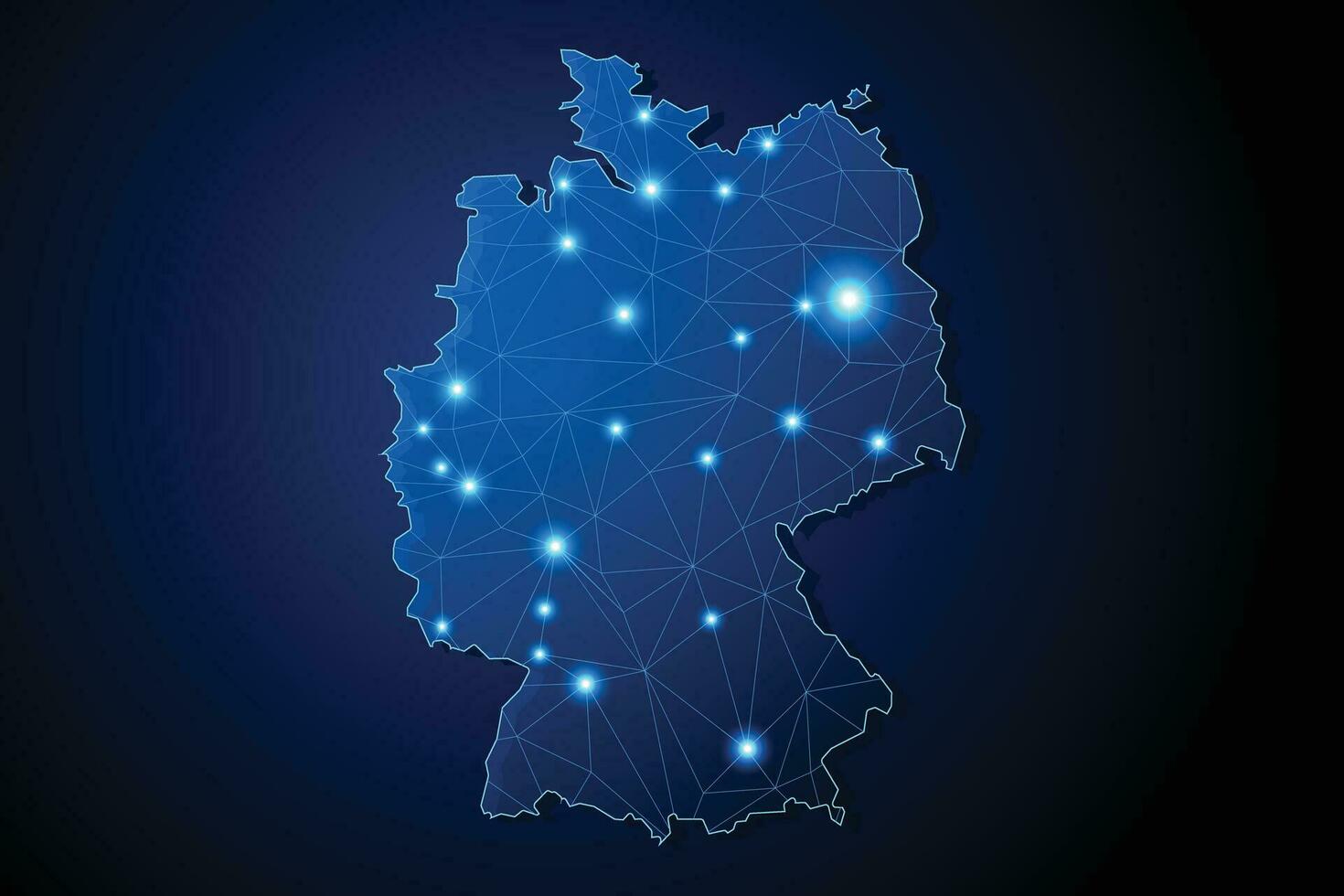 Germany - Country Shape with Lines Connecting Major Cities vector