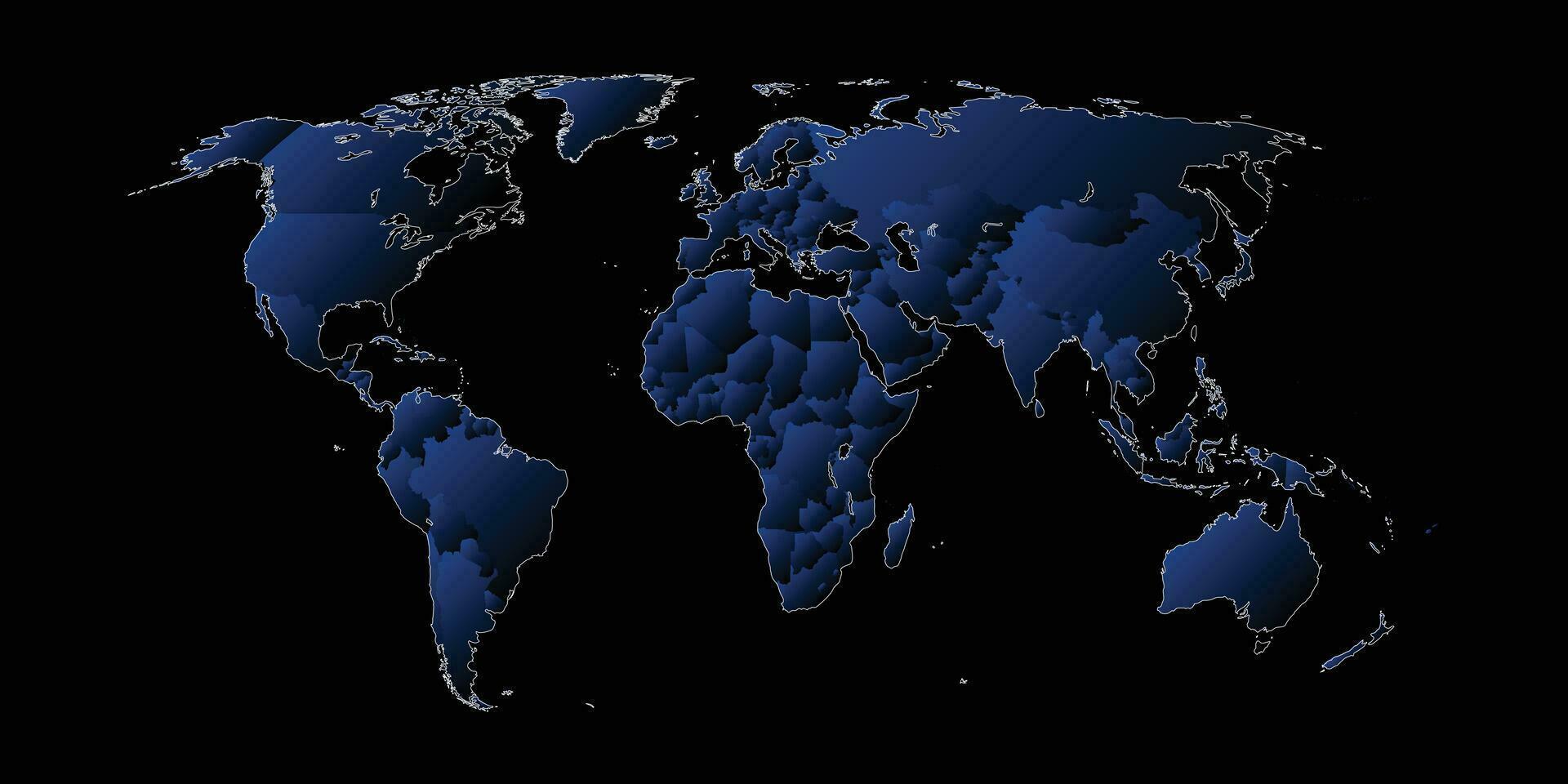 oscuro azul mundo mapa en negro antecedentes vector