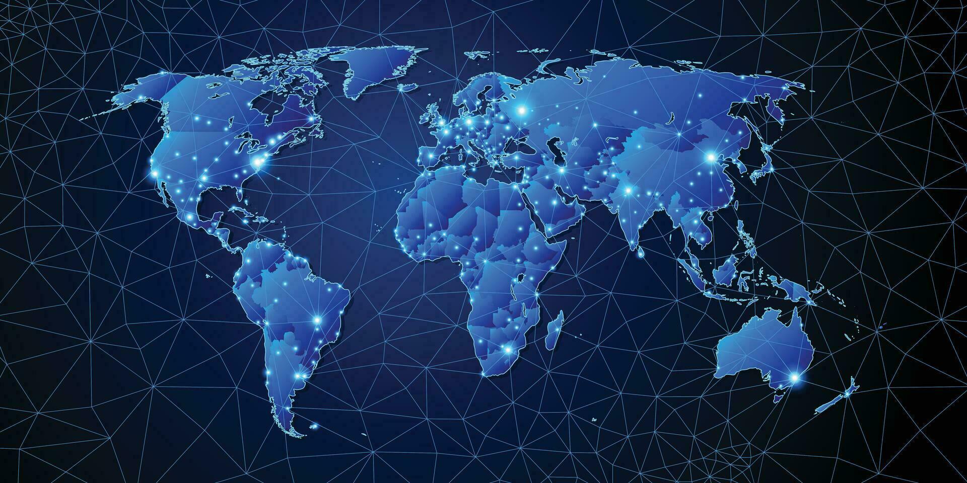Modern World Map with Connection Lines and Capital Cities vector