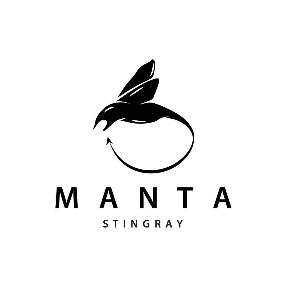 Stingray fish logo ocean animal design simple black manta silhouette illustration vector