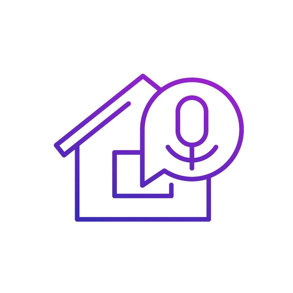 Smart house voice control line icon on white vector