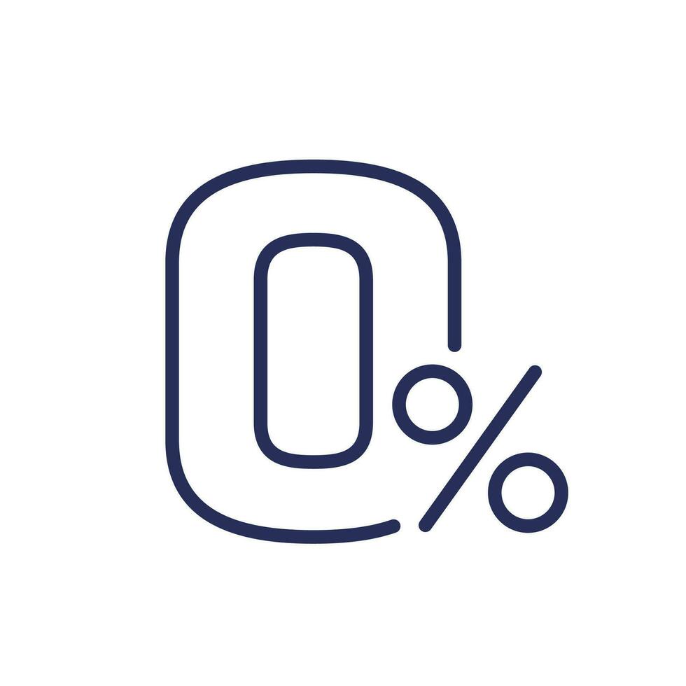 zero percent line icon, vector