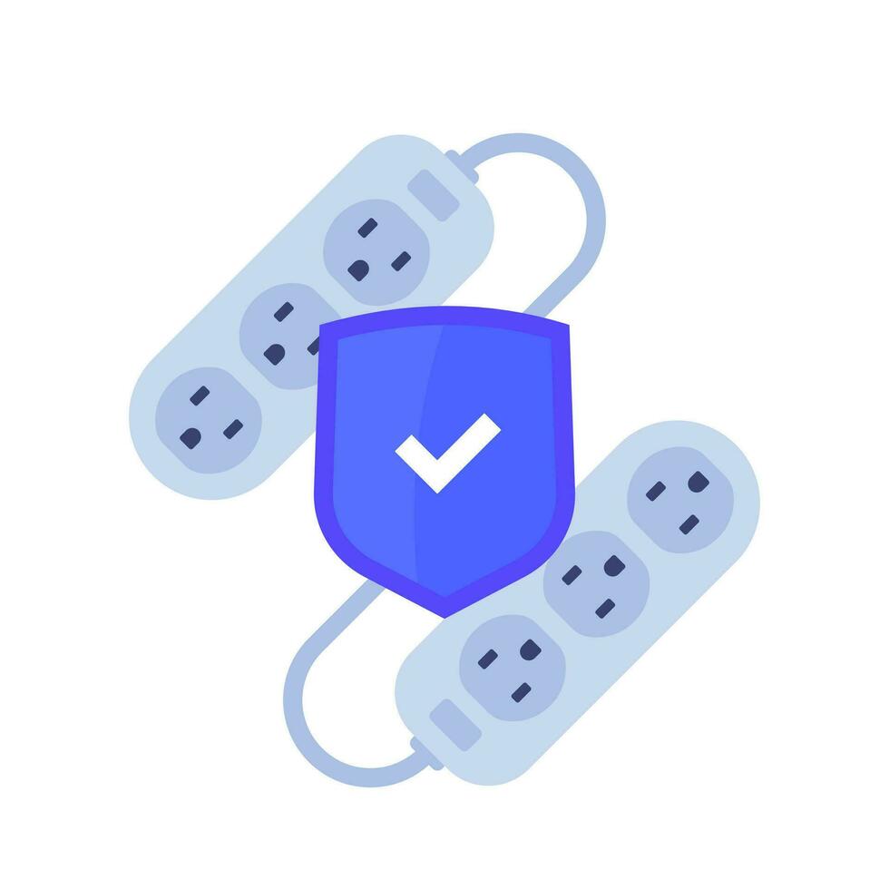 surge protectors, power strip icon with a shield vector