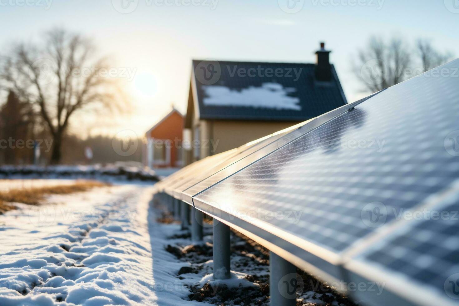 AI generated Solar panels installed in the countryside photo