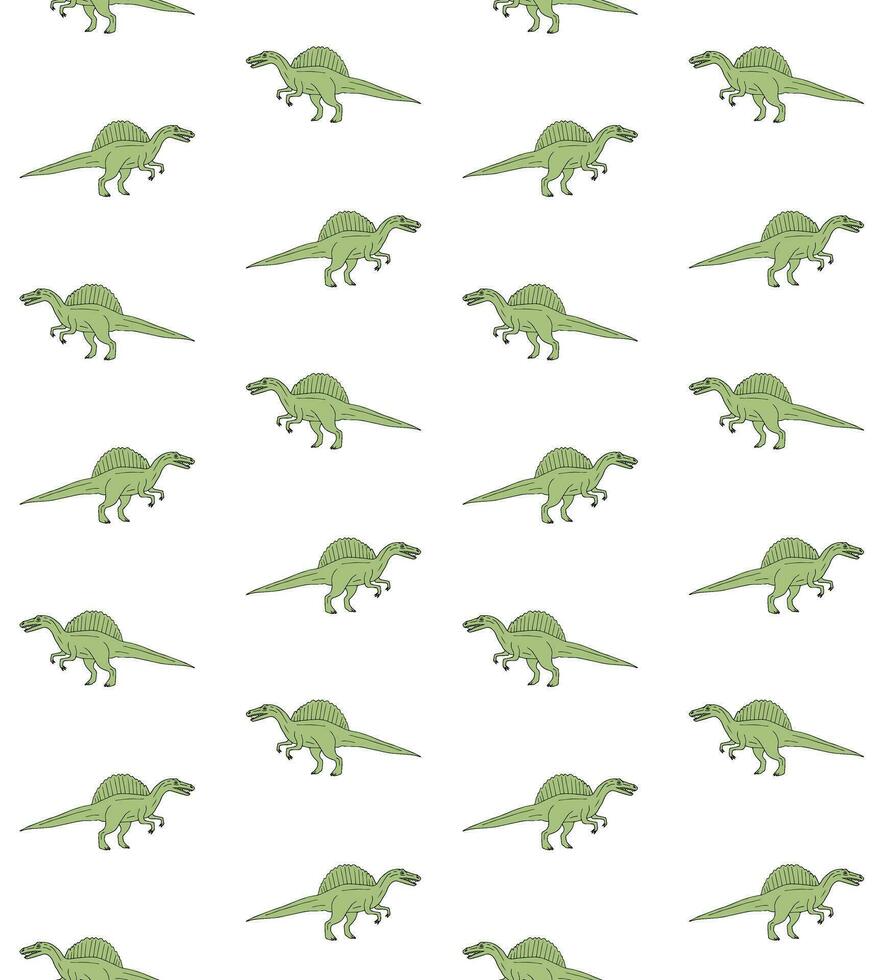Vector seamless pattern of hand drawn spinosaurus
