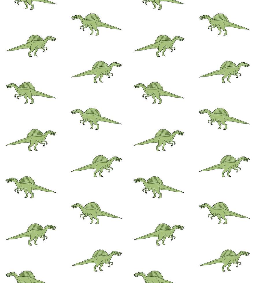 Vector seamless pattern of hand drawn spinosaurus