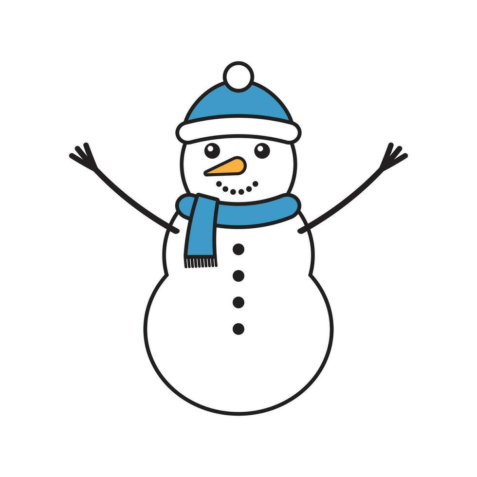 Vector flat cartoon snowman
