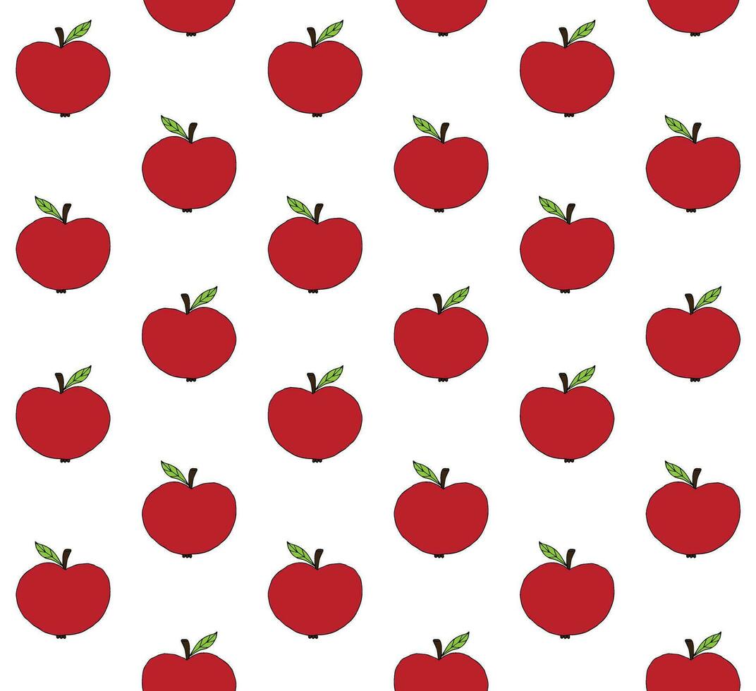 Vector seamless pattern of hand drawn apple