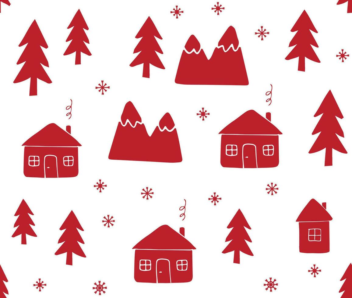 Vector seamless pattern of Scandinavian house
