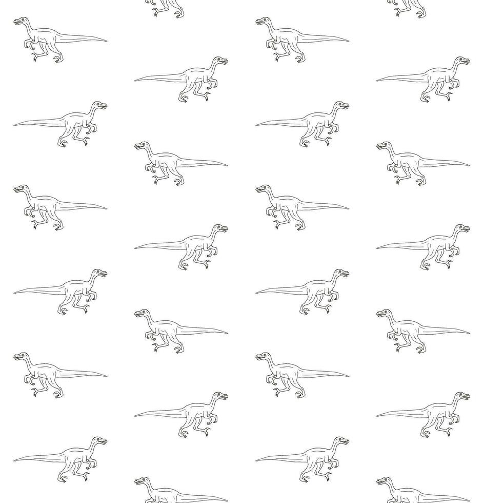 Vector seamless pattern of hand drawn velociraptor