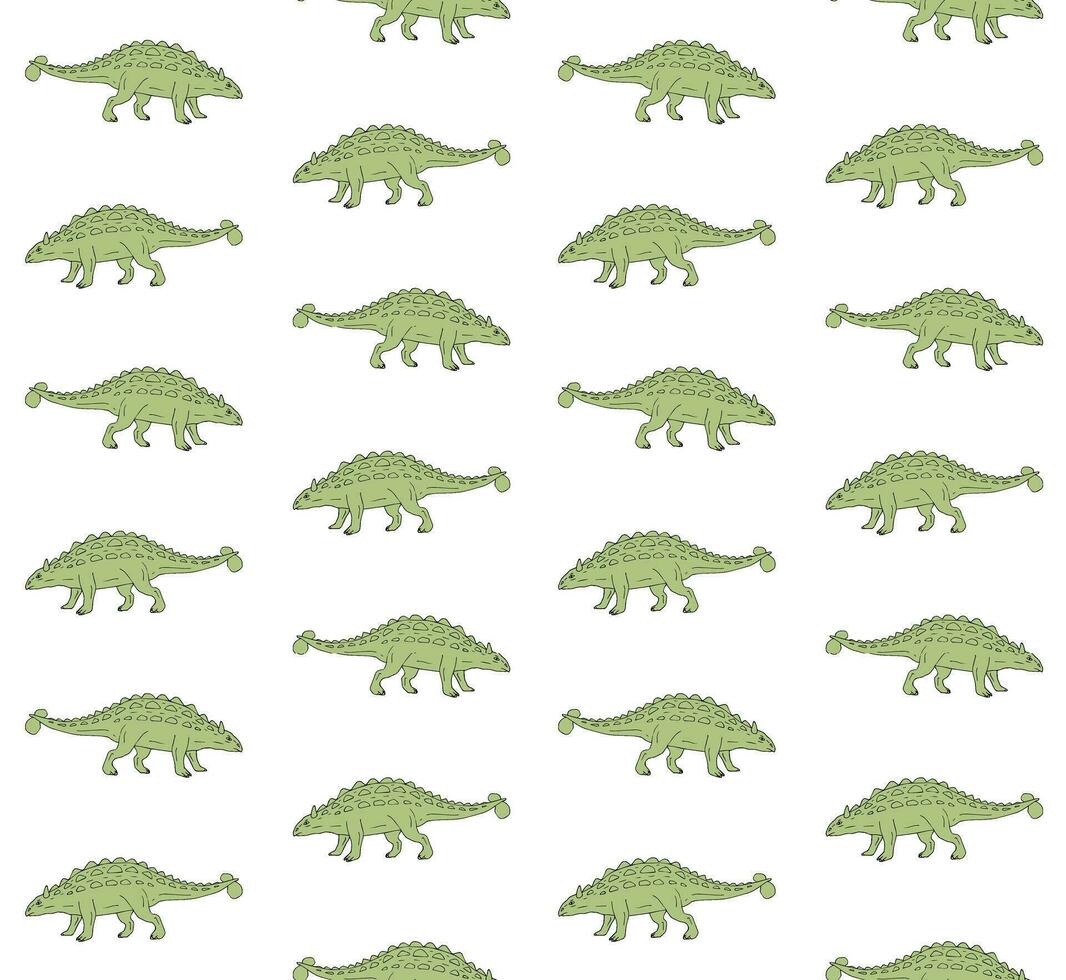 Vector seamless pattern of hand drawn ankylosaurus