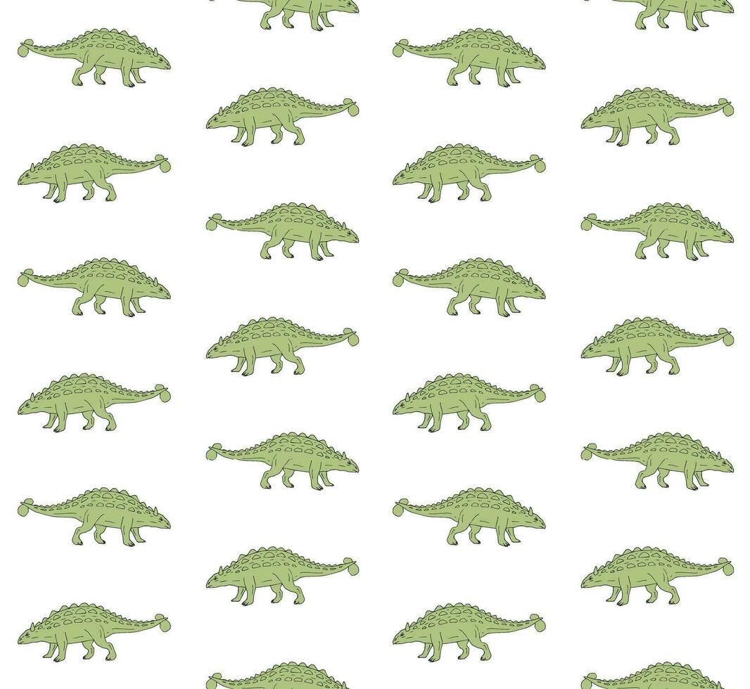 Vector seamless pattern of hand drawn ankylosaurus