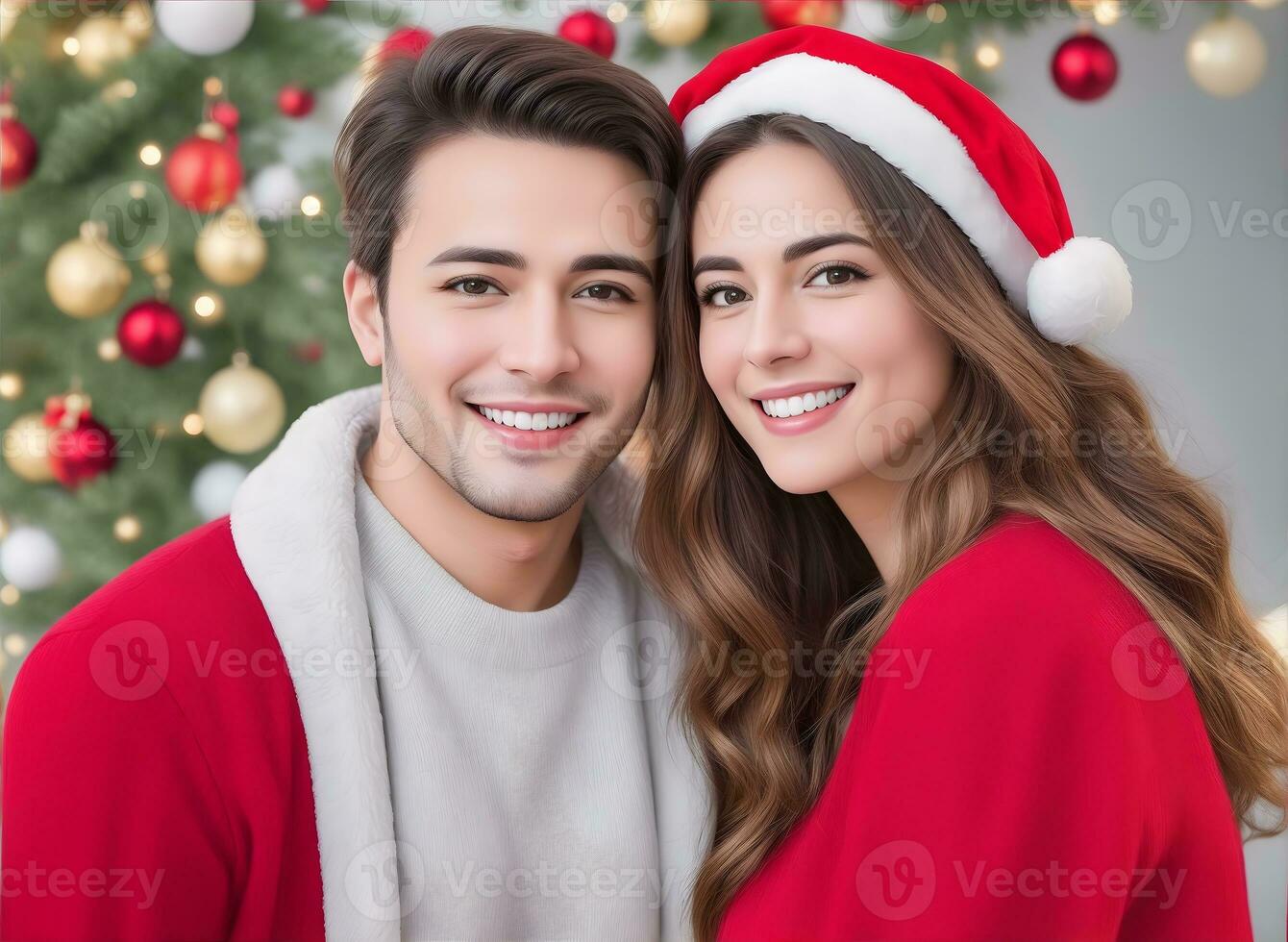 AI generated Christmas happiness at home, together on New Year's Eve photo