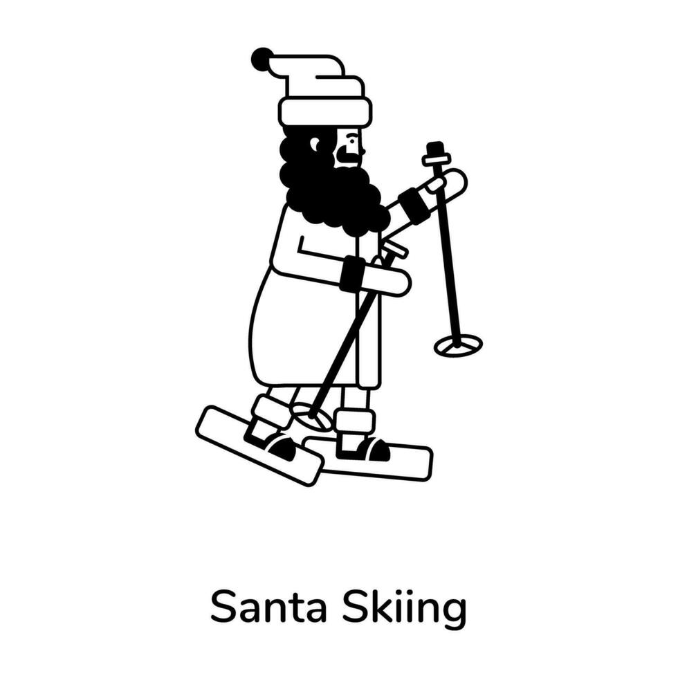 Trendy Santa Skiing vector