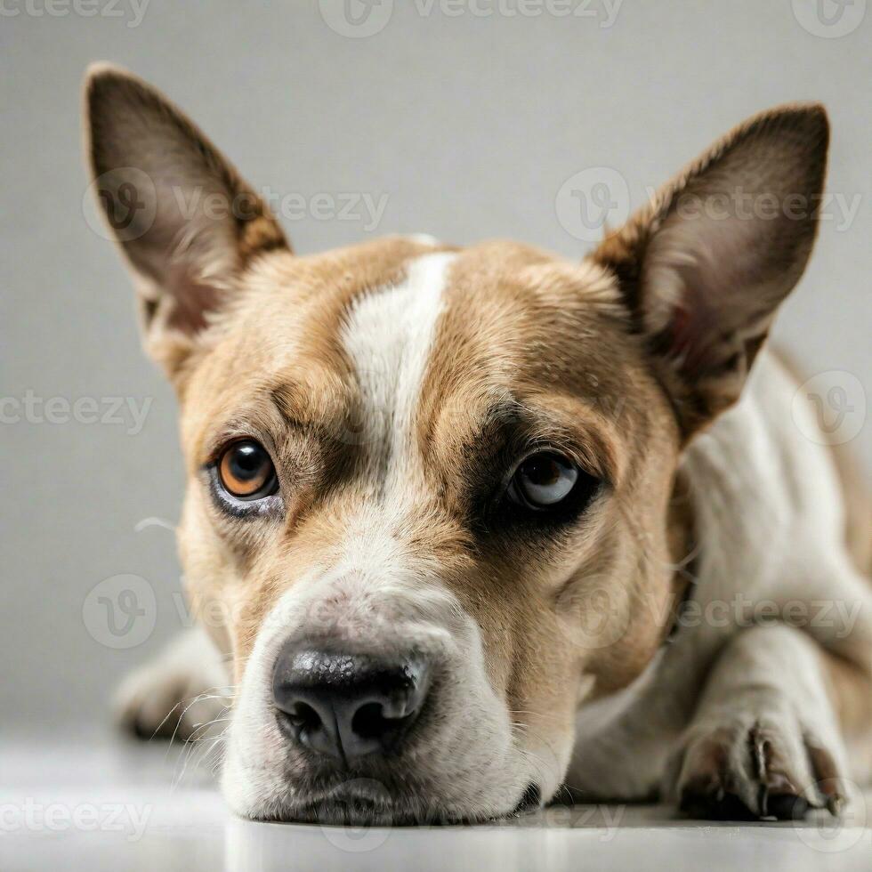 AI generated dog dramatic studio lighting and a shallow depth isolated on white background. ai generative photo