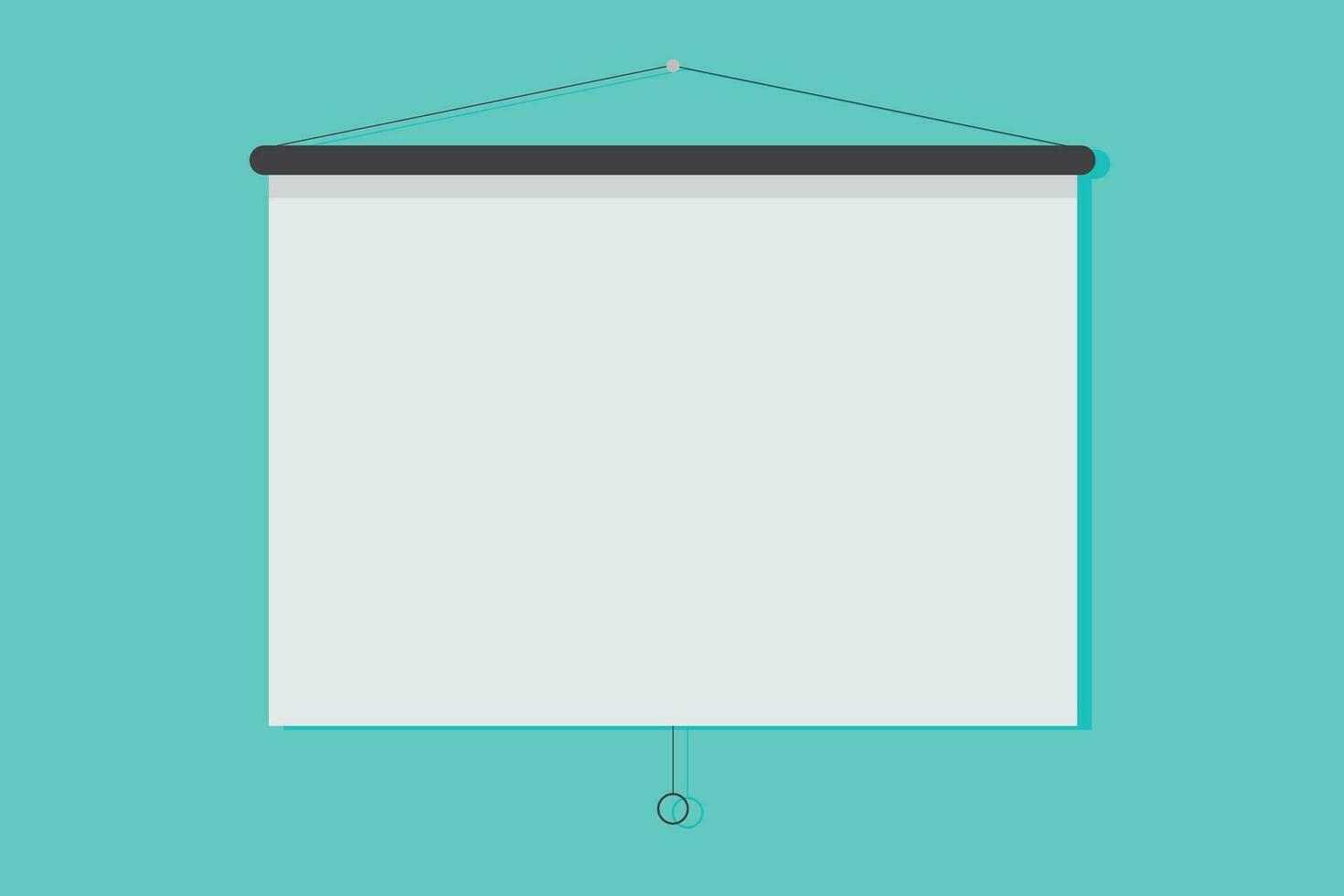 Hanging presentation screen. Empty board or billboard. Screen projector for cinema, movie, games and meetings. vector slide screen sign. Education empty canvas wall frame for meeting on school or work