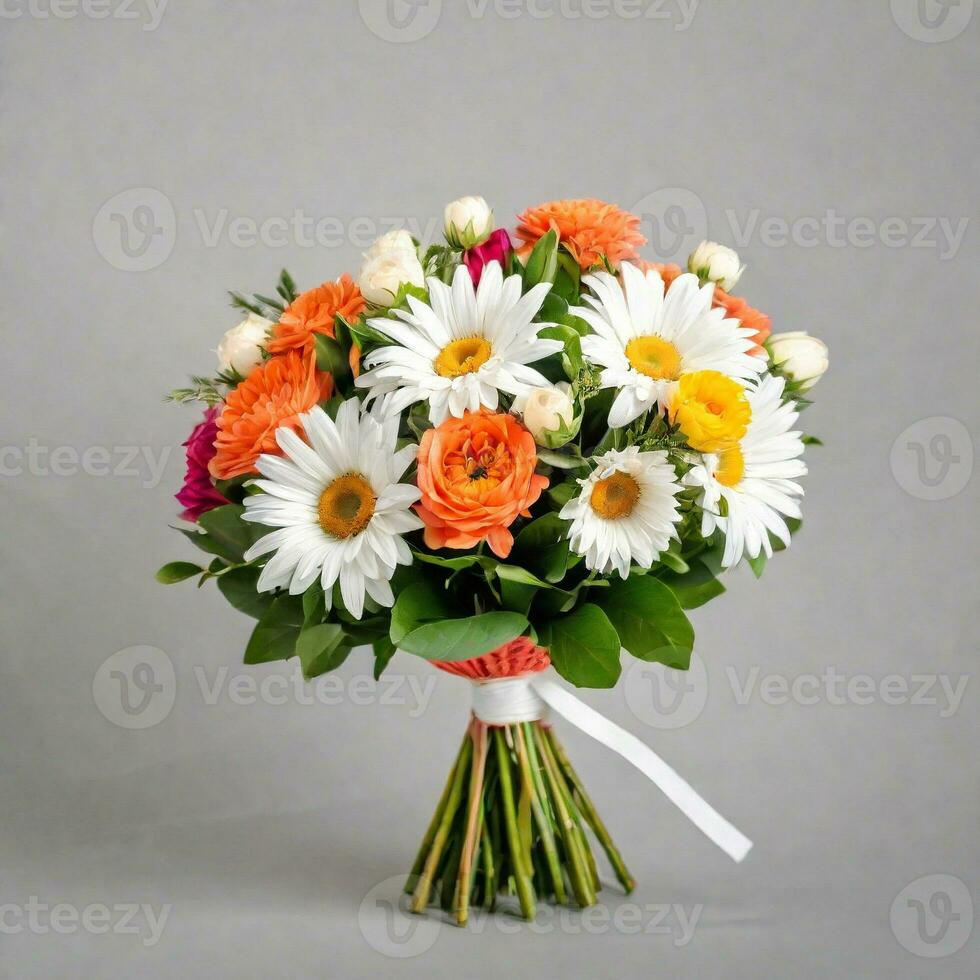 AI generated bouquet of flowers isolated white background. ai generative photo