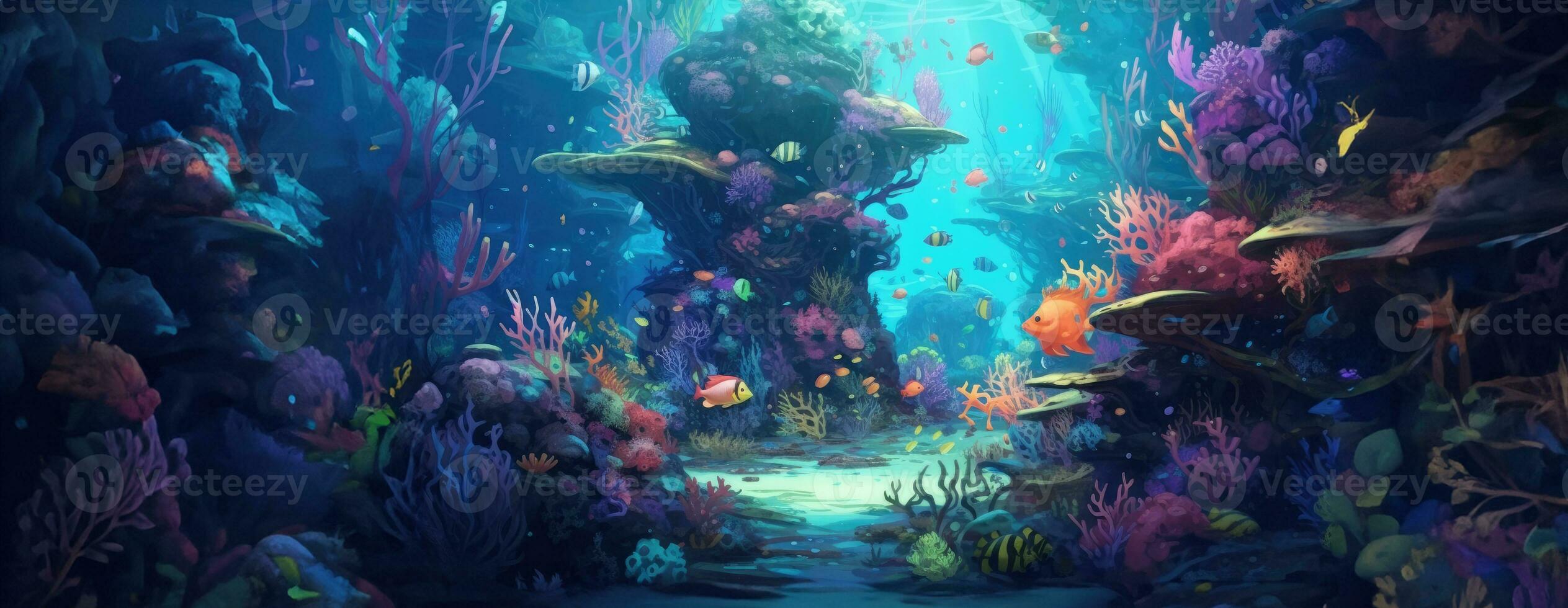 AI generated Tropical exotic pattern with animal and flowers in bright colors and lush vegetation. Ai Generative. photo
