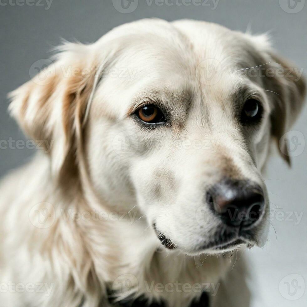 ai generado perro dramático estudio Encendiendo y un superficial profundidad aislado en blanco antecedentes. ai generativo foto