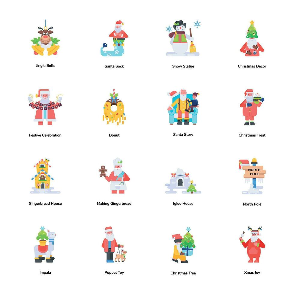 Bundle of Festive Celebration Flat Icons vector