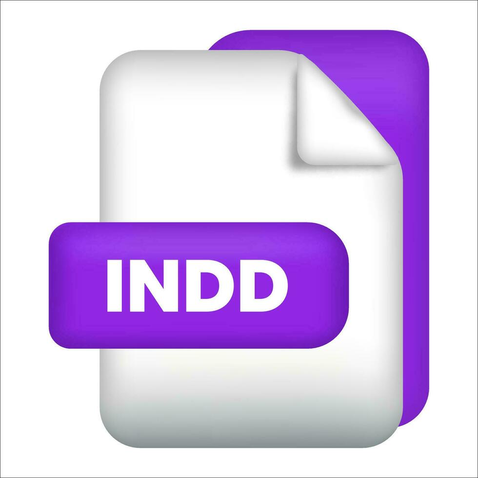 INDD file format icon. INDD file format 3d render icon on white background. INDD file format document color icon vector