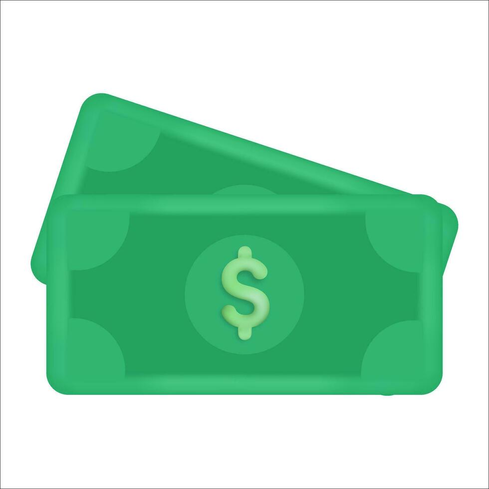 Two dollar money cash icon. Money bill isolated on white background, vector dollar cash bill illustration