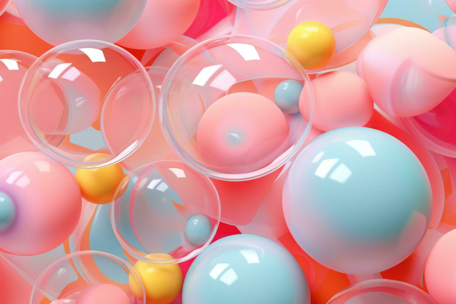 AI generated Abstract background with colorful balls. 3d rendering, 3d illustration, Abstract Digital Illustration of Soft Color Balls and Bubble Gums, AI Generated photo