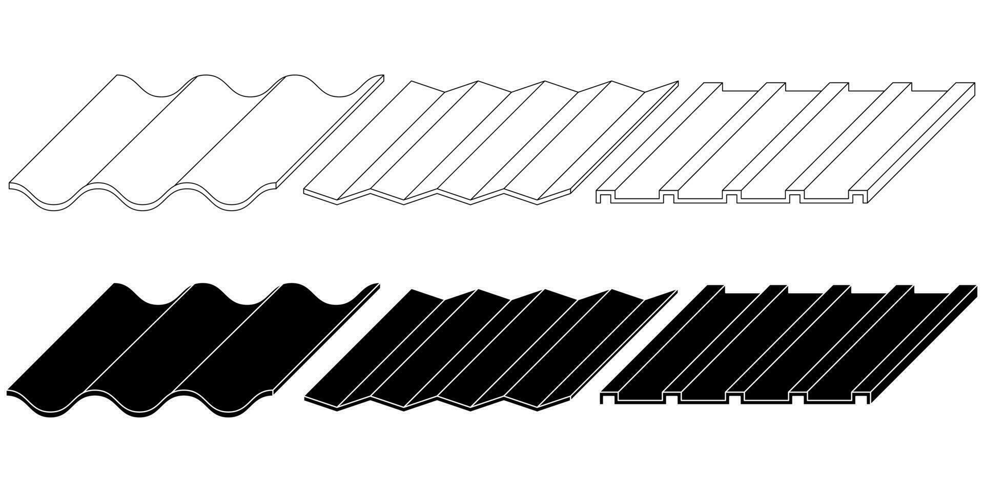 outline silhouette roof tile icon set isolated on white background vector