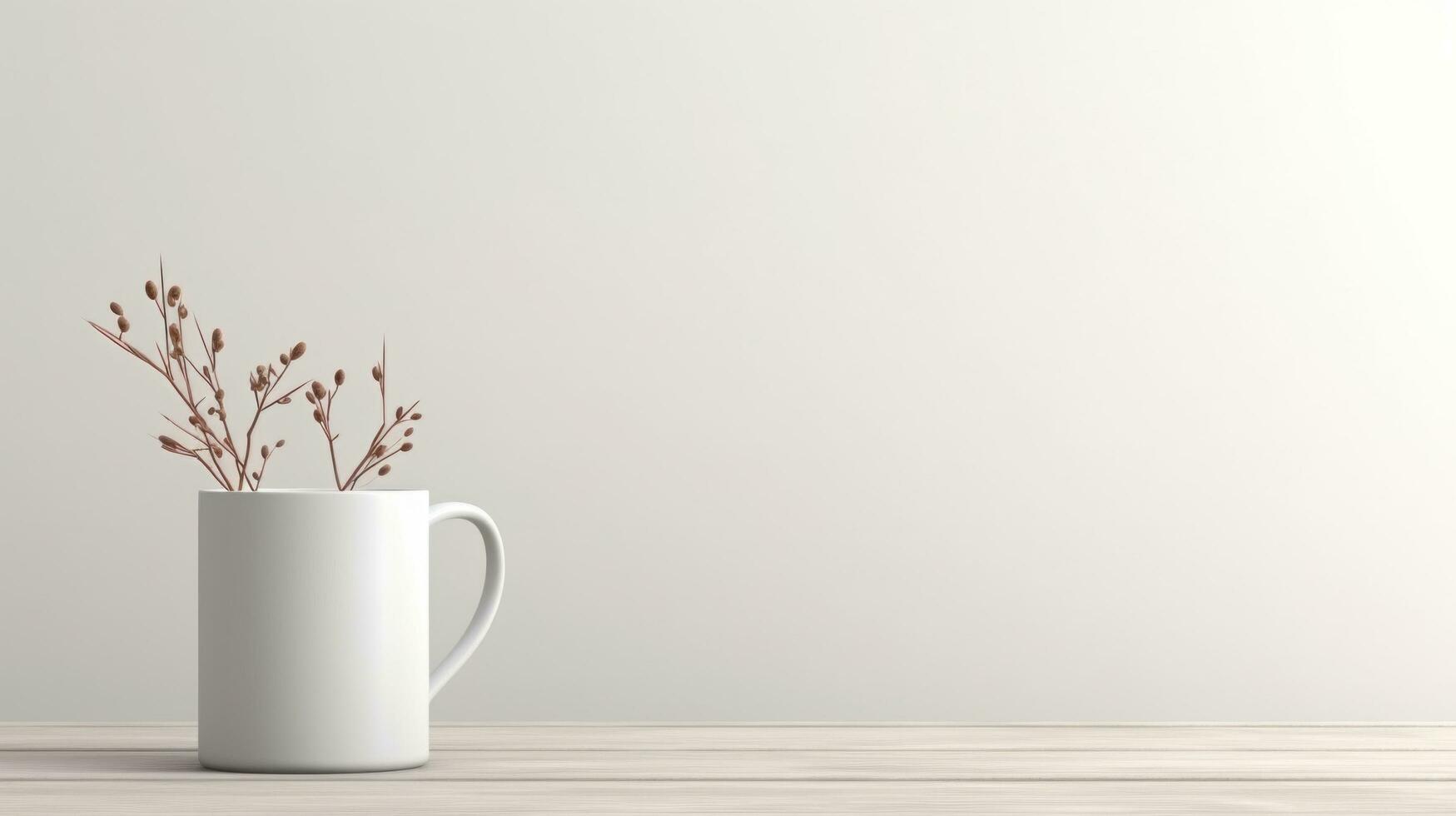 AI generated white coffee cups with white cookie dough, sugar cookies and Christmas decor photo