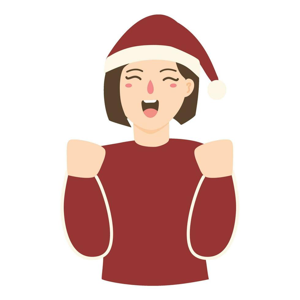 screaming woman in christmas clothes vector