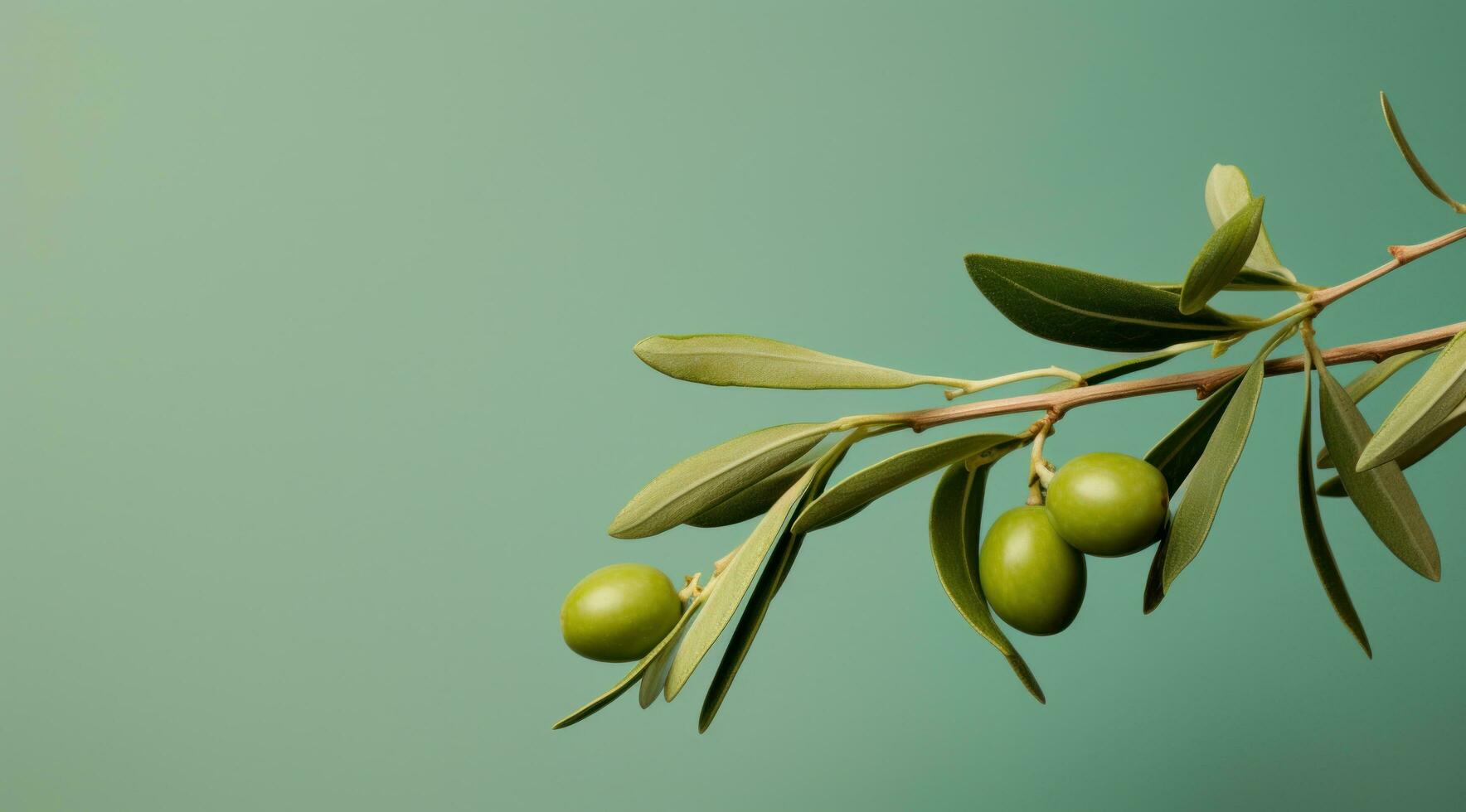 AI generated olive branch with fronds olives photo
