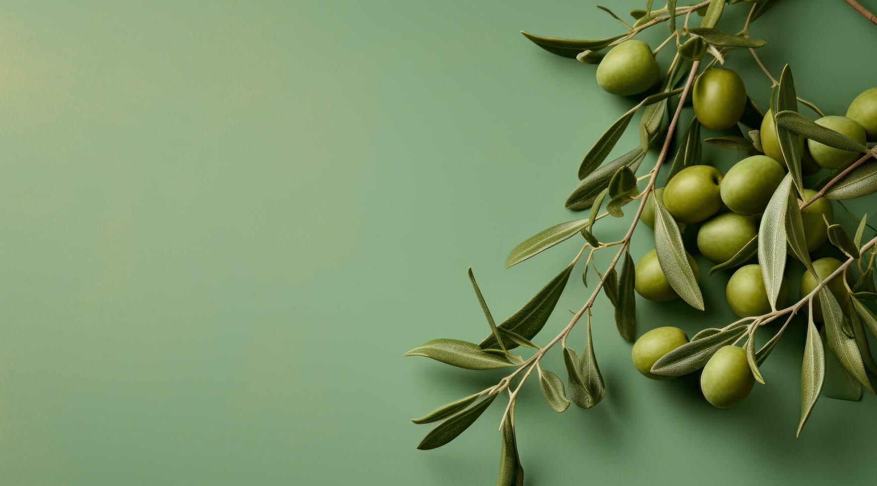 AI generated olive branch with fronds olives photo
